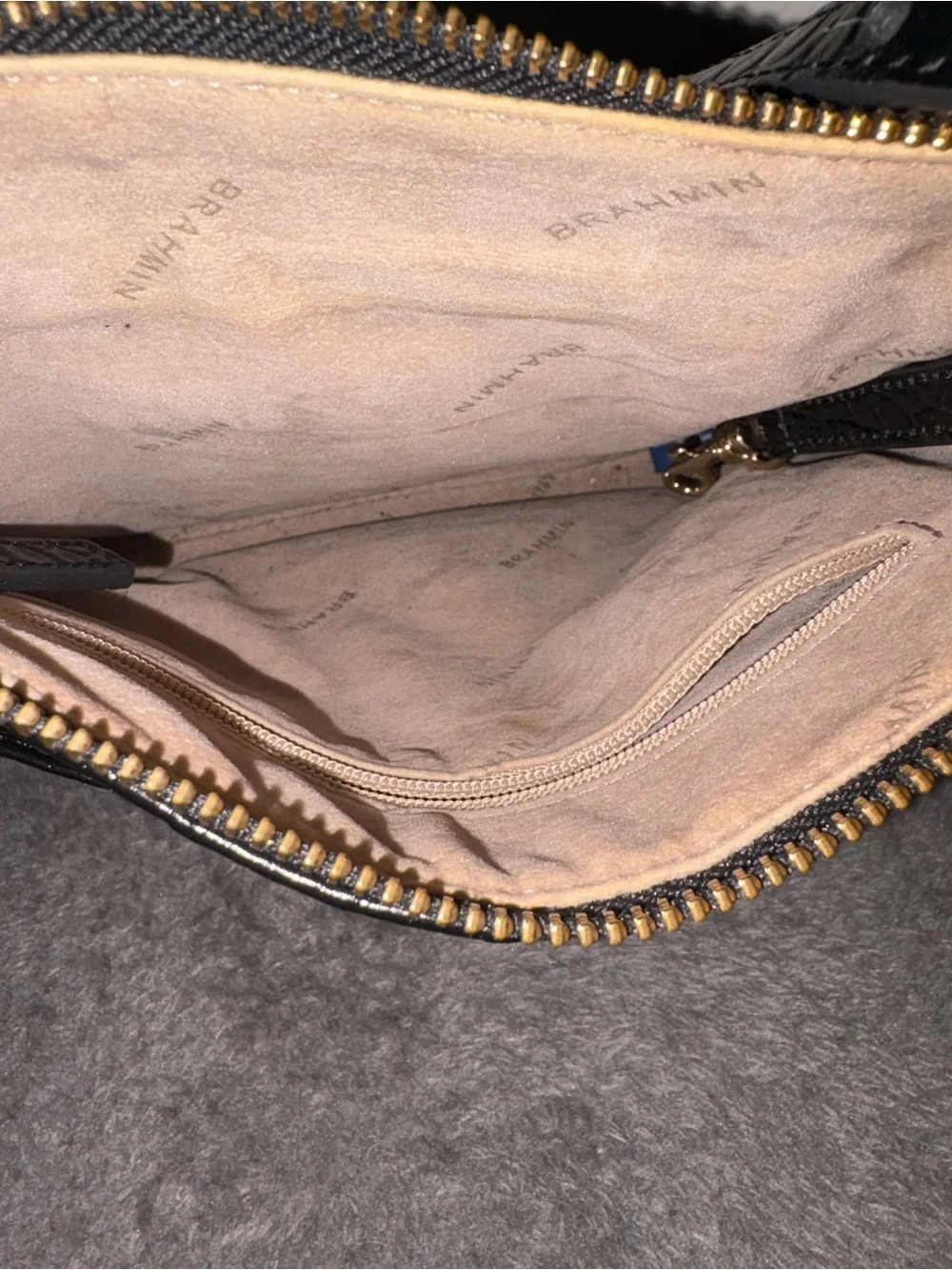 Brahmin Black Croc-Embossed Leather Crossbody with Gold Hardware - Picture 5 of 5